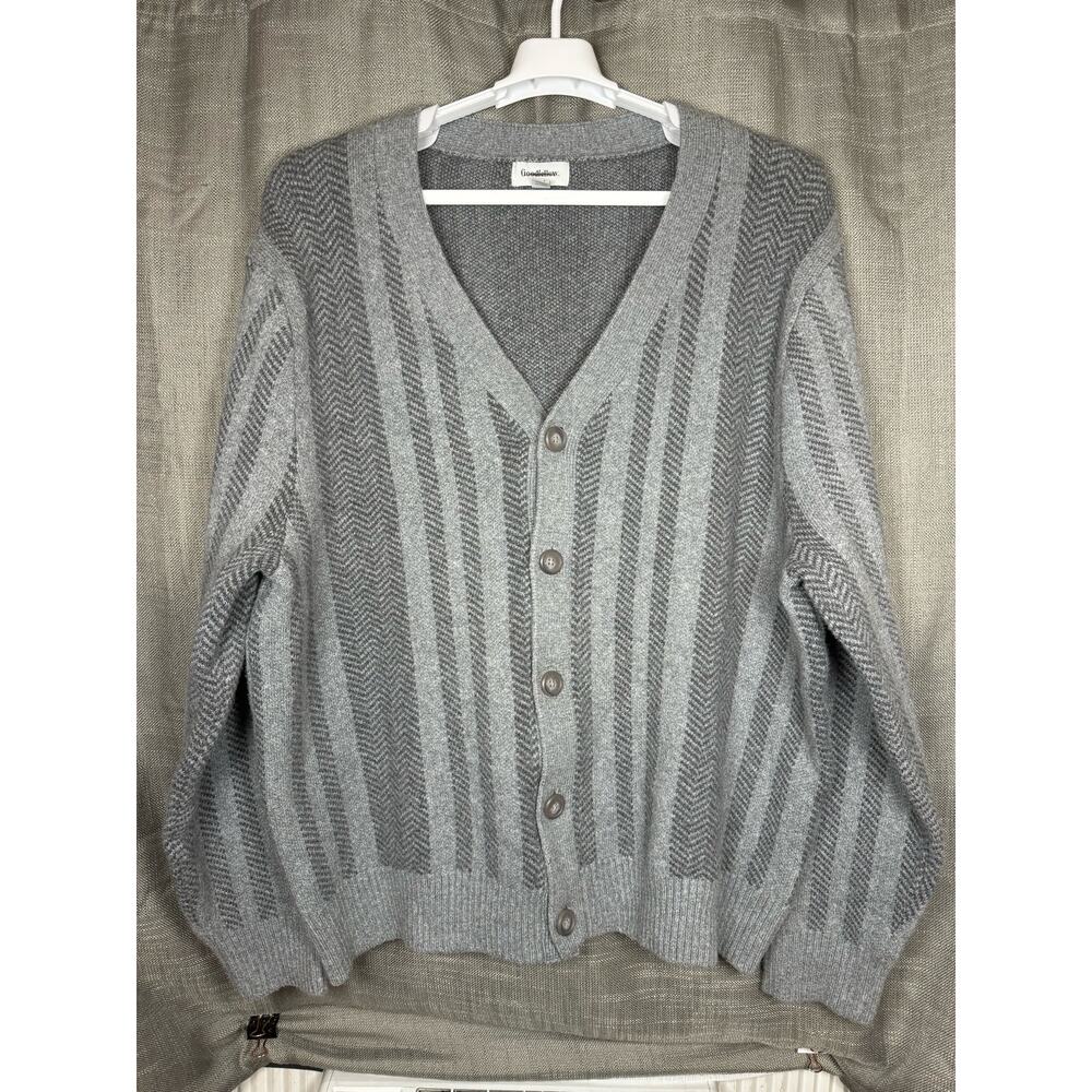 Goodfellow & Co Men's Buttondown V Neck Sweater Color Gray Size 2XL USED